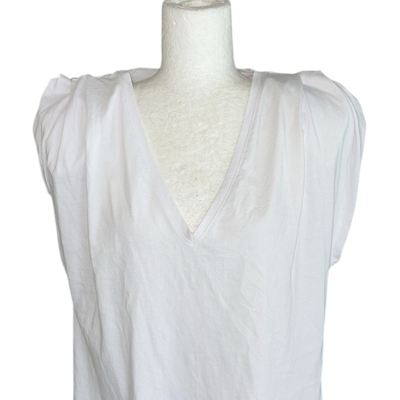 Zara White Shoulder Pad V-Neck Muscle Tee - L - Picture 6 of 15